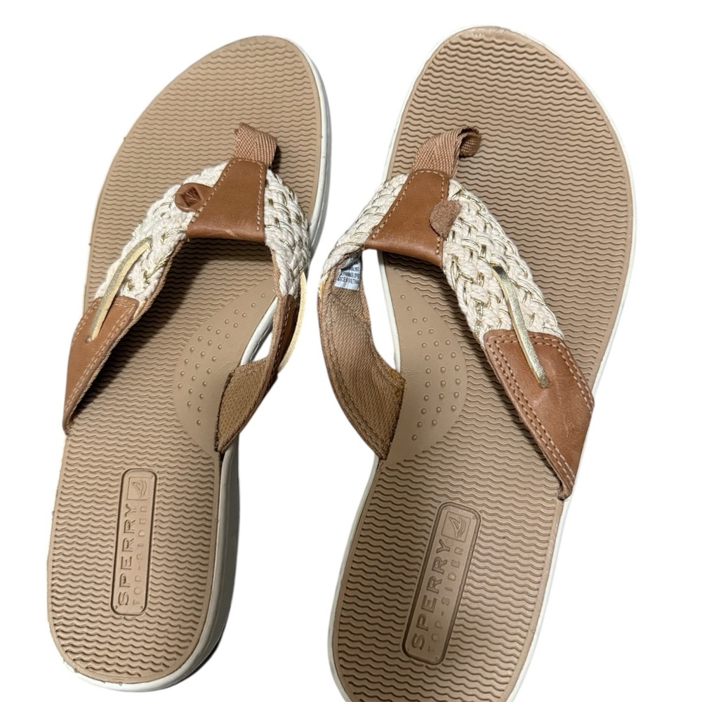 Sperry Tan and Cream Sandals with Contoured Footbed